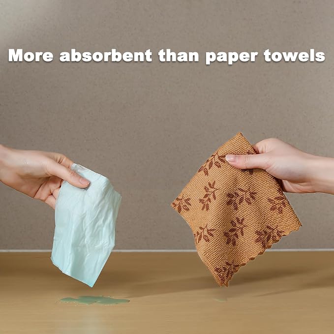 Microfiber Cleaning Cloth Roll,80 Pack Cleaning Towels,Lint Free Rags Paper Towels & Tear Away Reusable Towels,Washable Shop Rags Floral Wipe Cloth,Wash Cloths Dish Rags for Car Kitchen Window