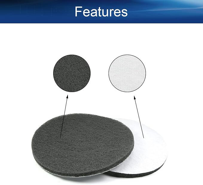 Auniwaig 1000-Grits 7 Inch Scrubber Scouring Pads Gray-Multipurpose, Drill Scuffing Disc Hoop and Loop Cleaning Kit for Bathroom & Kitchen 6pcs