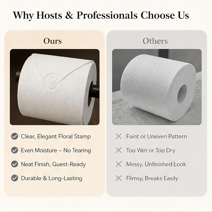 Toilet Paper Stamp Seal Press, Floral Embosser with Water Reservoir | Floral stamp, 1.18 in toilet tissue embosser for guest rooms, staging, housekeeping