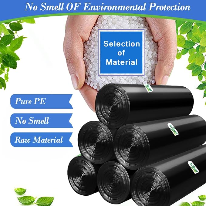 1.6 Gallon 120 pcs Small Black Trash Bags, Strong 1.3 Gallon 1.5 Gallon 1.6 Gallon Garbage Bags, Bathroom Trash Can Bin Liners,Mini Bags Waste Basket Liner,Fit 5-6 Liter, 1.6 Gal-Black-120