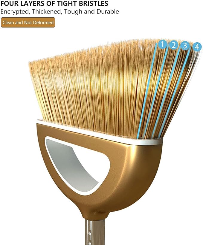 Long Handled Broom and Dustpan Set, 88cm Indoor Broom | Indoor Outdoor Sweeping Tool with Dustpan Combo Set, Long Handle with Upright Stand, Versatile for Home Kitchen Dorms Bath