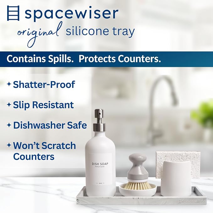 Spacewiser Silicone Countertop & Vanity Tray – 11.7” Bathroom Counter Tray | Bathroom Tray, Bathroom Tray Countertop, Tray for Bathroom Counter, Silicone Kitchen Tray for Counter & Countertop Organizer