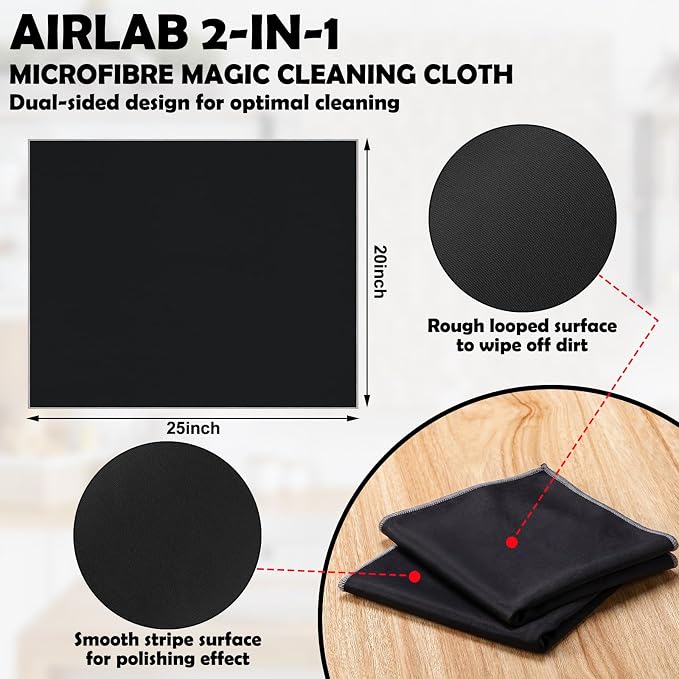 VitalCozy 12 Pcs Polishing Cloths for Wine Glass, Black | Microfiber, 25 x 20 Inch, Lintless Performance, Towels Drying, Window, Stemware, Dishes, Glassware, Professional Finish