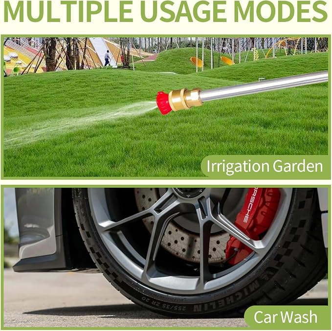 High Pressure Hose Nozzle for Garden Hose,Leak-Free Jet Wand with 5 Nozzles | Heavy Duty Brass Water Jet Nozzle for Car Wash, Patio, Driveway, Lawn & Garden Cleaning with Leak-Free Design