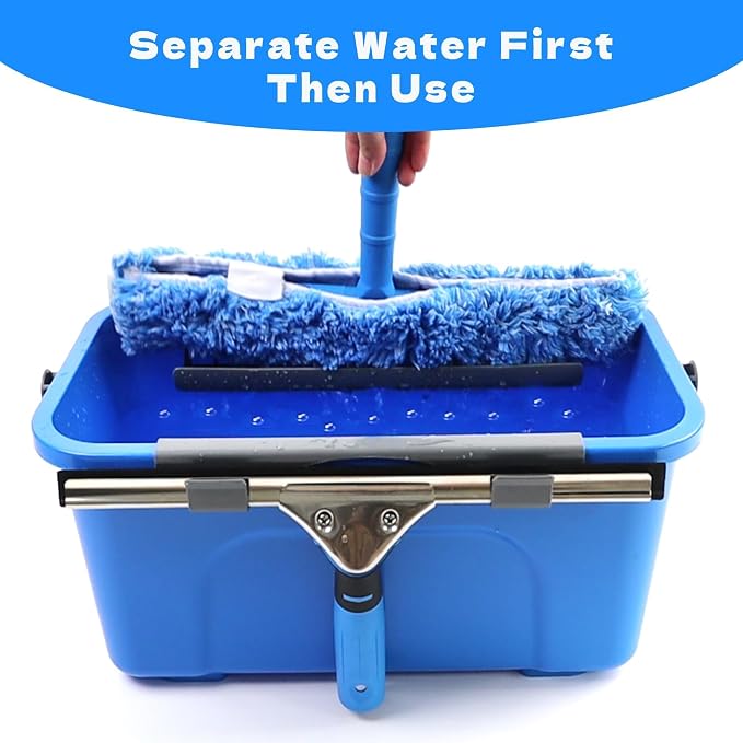 Window Cleaning Kit with Bucket,Squeegee for Window Cleaning | 3 Gallon Storage Bucket,14" Window Squeegee and Microfiber Scrubber, Window Cleaning Tool for Home, Outdoor, Commercial
