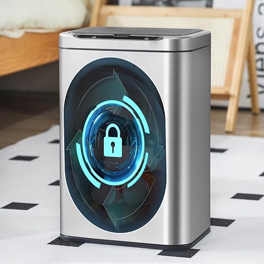 ELPHECO Stainless Steel Office Trash Can Silver, 5.5 Gallon | Motion Sensor Garbage Can Touchless Smart Trash Can Automatic Waste Bin for Kitchen, Office, Bathroom