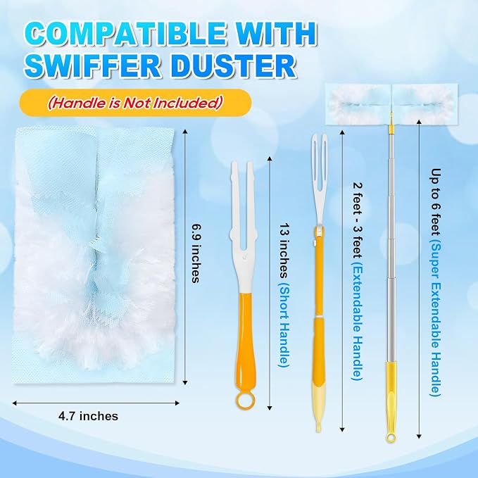 Duster Refill Compatible with Swiffer Hand Duster for Cleaning | Unscented Disposable Heavy Duty Duster Refills for Blinds & Ceiling Fan, Compatible with Swiffer Hand Duster, 30 Pack