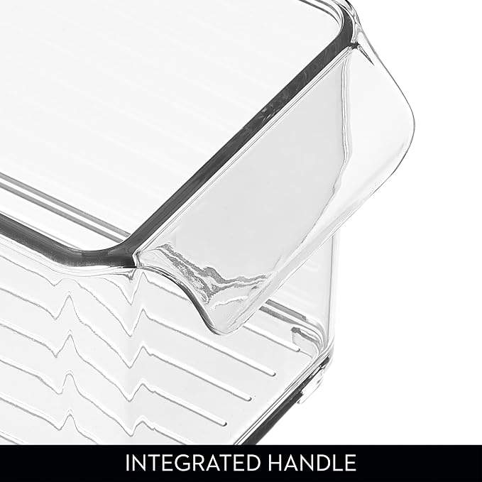iDesign Stackable Fridge Storage Bin with Handle, Clear | Ideal for Fridge and Freezer, Made in USA