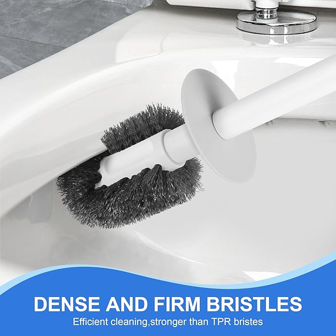 Silkyhose 2Pack Toilet Brush & Plunger Set with Crevice Brush | Wall Mount Holder. Built-in Storage. Non-Slip Grip. Sturdy & Durable. Rust-Resistant. Easy to Install. For Household Cleaning