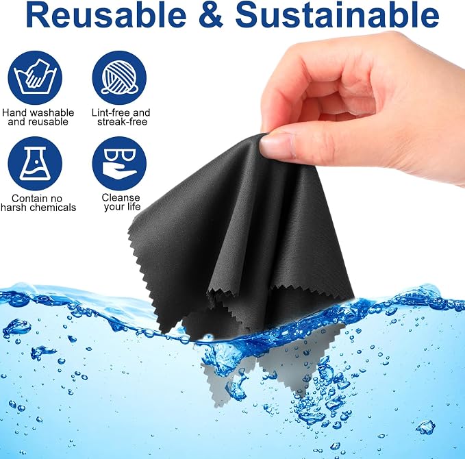 Frienda 12 Pack Microfiber Cleaning Cloth,Black,Light Gray | 12x12 Inch Large for Eyeglasses Screen Lens, Reusable Washable, Streak-free Lint-free, Cameras Phones Tablets Monitors