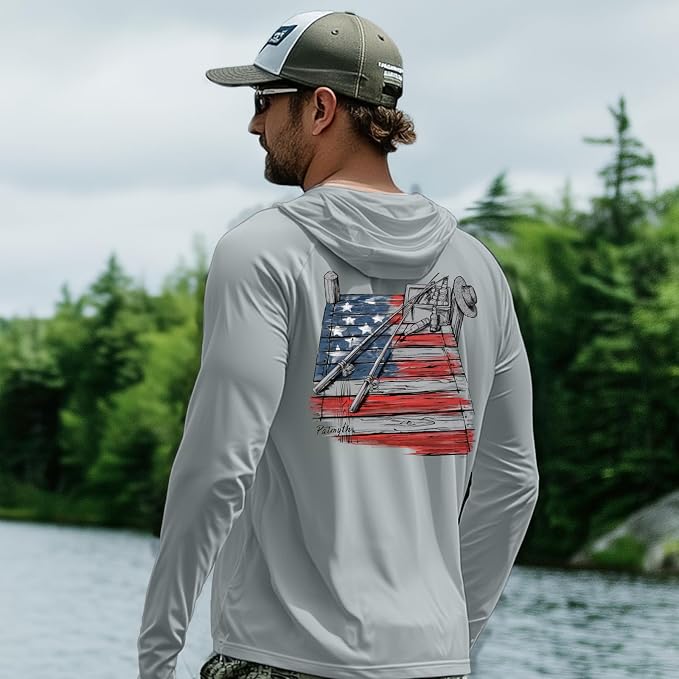 Palmyth Men's Fishing Hoodie UPF 50+ Long Sleeve with Face Mask Neck Gaiter | Zipper Pocket, Thumb Loops, Quick-Dry, Side Mesh Panels, Lens Cleaning Cloth