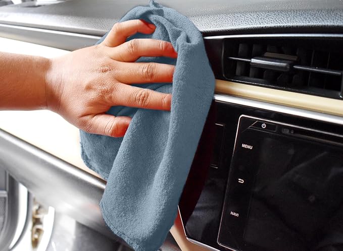 DAN RIVER Shop Towels 12x14 inc 50 Pack Medium Blue Terry Cloth Rags | Washcloths for Cleaning Cars & Household Surfaces Well Absorbent, Reusable Cleaning Rags Washable 60% Cotton 40% Polyester