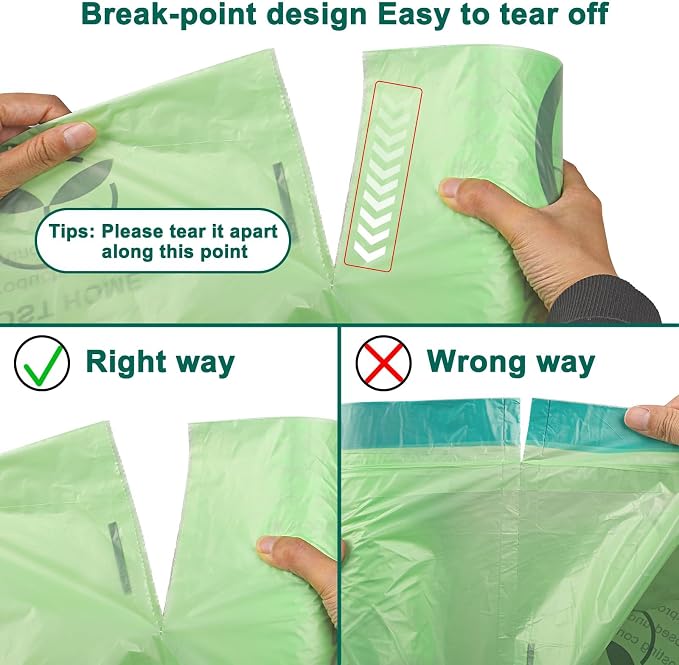 13 Gallon,50 Count Compostable Trash Bags with Home | Multi-scenario usage, Compostable,Large capacity,ASTM D6400,US BPI and Europe OK Compost Home Certified