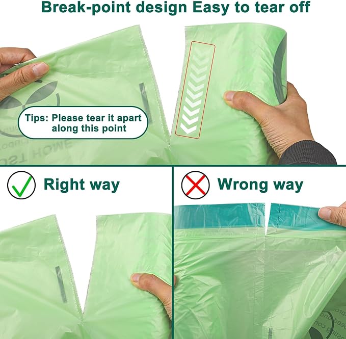 13 Gallon 200 Count Compostable Trash Bags with Home | Multi-scenario usage, Compostable,Large capacity,ASTM D6400,US BPI and Europe OK Compost Home Certified