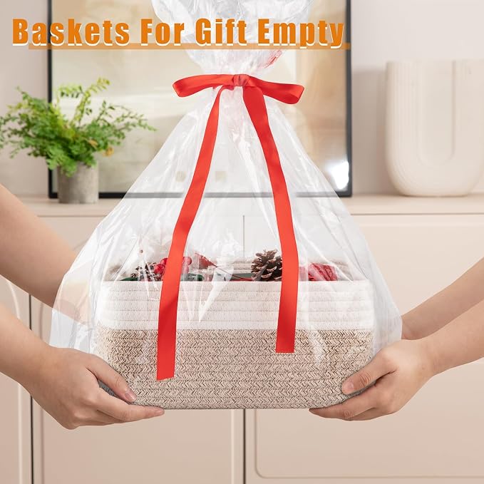 OIAHOMY 4 PACK 12L Storage Baskets for Organizing Storage Bins Brown | Small Bins for Shelves Small Storage Basket Shelf Baskets Organizer Baskets for Gifts Empty Cute Decorative Storage Bins