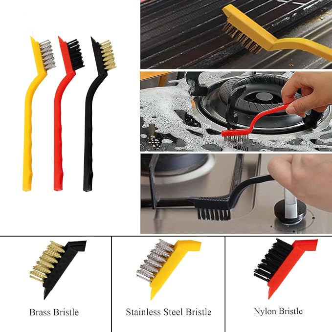 TuTuYa 11PCS Cleaning Brush Set, Deep Cleaning Groove Gap Cleaning Tool | Remove Stubborn Dirt, Crevice Brush Reach into Deep and Narrow Space, Right-angel Brush and Wire Brush Design for Kitchen