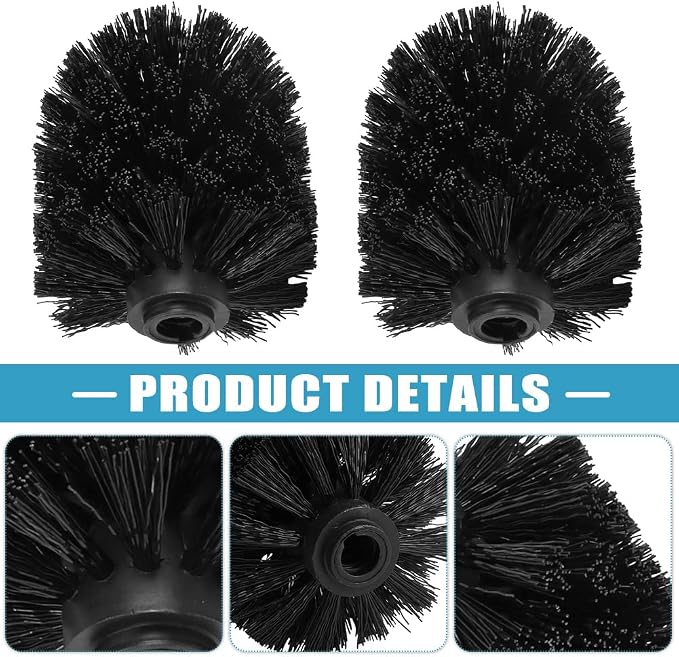 2PCS Toilet Bowl Brush Replacement Head, Toilet Brush Head Replacement with Durable Stiff Bristles, Cleaning Tool for Home Hotel Bathroom (Black)
