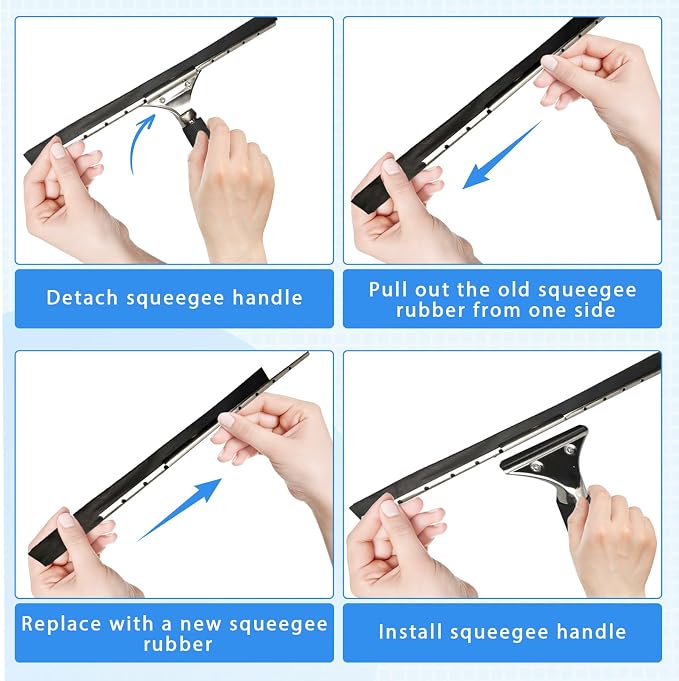 41 Inch Squeegee Replacement Rubber, Squeegee Rubber Replacement Blades Black Silicone Rubber Squeegee Refills for Shower Doors Window Glass Cleaning