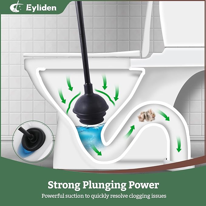 Eyliden Toilet Brush and Plunger Set, Disposable Wand Kit with 10 Refills | Pre-Soaked Concentrated Cleaner Sponge, Touch-Free, 2-in-1 Compact Holder, Powerful Suction Cup, Bathroom Cleaning System