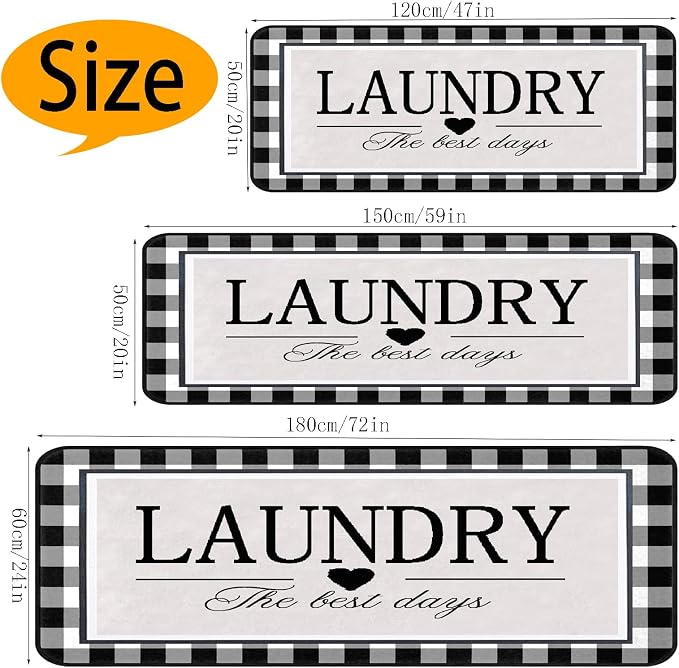 Farmhouse Laundry Room Rug Runner 20"X59" Kitchen Mat Washable Entryway Rugs Soft Non Slip Laundry Carpets Comfort Standing Desk Mats,Carpet for Sink,Office,Laundry Room Decor Accessories