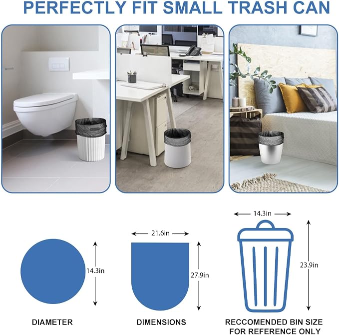 8 Gallon Compostable Trash Bags - Unscented Black Garbage Bag 120 Count Heavy Duty Super Leakproof & Extra Thick Wastebasket Liners for Large Kitchen/Utility Cans Inwaysin