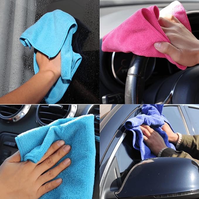 Microfiber Cleaning Cloth,5PK,11.8"x11.8",Ultra Soft Highly Absorbent Kitchen Towels Set,Reusable Streak-Free Lint-Free Cleaning Towels,Cleaning Rags for Window Car Kitchen Home