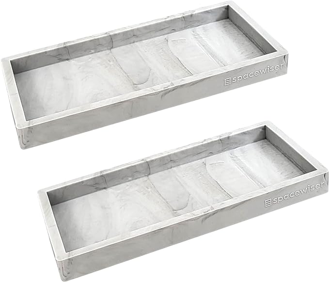 Spacewiser Countertop & Vanity Silicone Tray – 2 PC Small 7.7" Soap Tray | Kitchen Soap Tray Set, Dish Soap Tray for Kitchen Counter, Kitchen Sink Tray, Silicone Soap Dispenser Tray & Sponge Holder