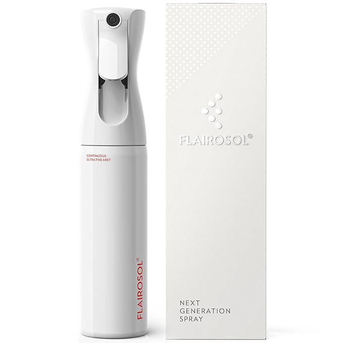 FLAIROSOL Original Continuous Mister Spray Bottle, 10.1oz, White/Coral | For plants, hairstyling, skin, home, pet care, barbers, salons & cleaning, ultra fine mist water sprayer, versatile