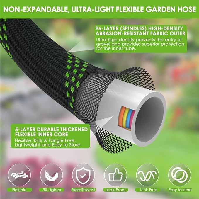 Upgraded 50FT Expanding Garden Hose with 10 Pattern Spray Nozzle,Lightweight Flexible Water Hose 50 FT,No-Kink Hose with 3/4" Brass Fittings,Burst-Resistant Durable Hose for Outdoor Yard Lawn Car Wash