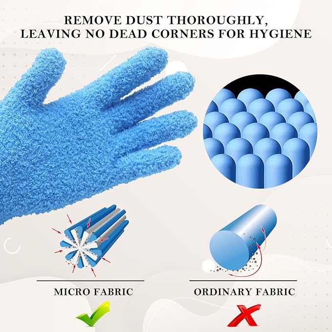 Evridwear Microfiber Plant Dusting Gloves Reusable Leaf Cleaning Glove for Houseplants,Blinds,Furniture and Small Objects
