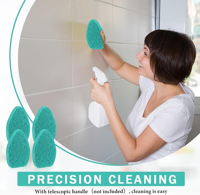 Baderke 4 Pcs Tub Tile Scrubber Cleaning Brush Pad (Without Handle), Green | for Shower Bathroom Buildup Toilet Wall Floor, Brush Non-scratch Scouring Pads, Kitchen Sponges for Cleaning Home