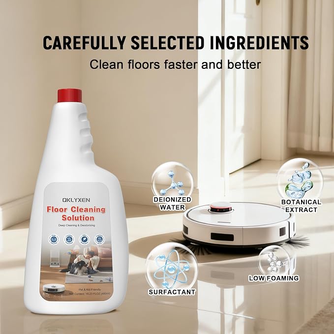 5 Bottle Original Scent Floor Cleaning Solution Compatible with Roborock | Long-Lasting, Fresh Floor Cleaner Refill for All Robot Vacuums with Mopping & Cordless Wet/Dry Vacuum Mop Cleaner