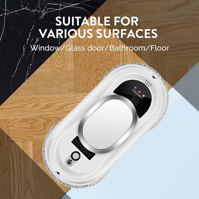 CHOVERY 3000Pa Corded Window Cleaner Robot with Remote Control | Window Cleaning Robot with 3.0AI Path Planning Glass Cleaning Robot for Framed Windows/Tiles/Class Door