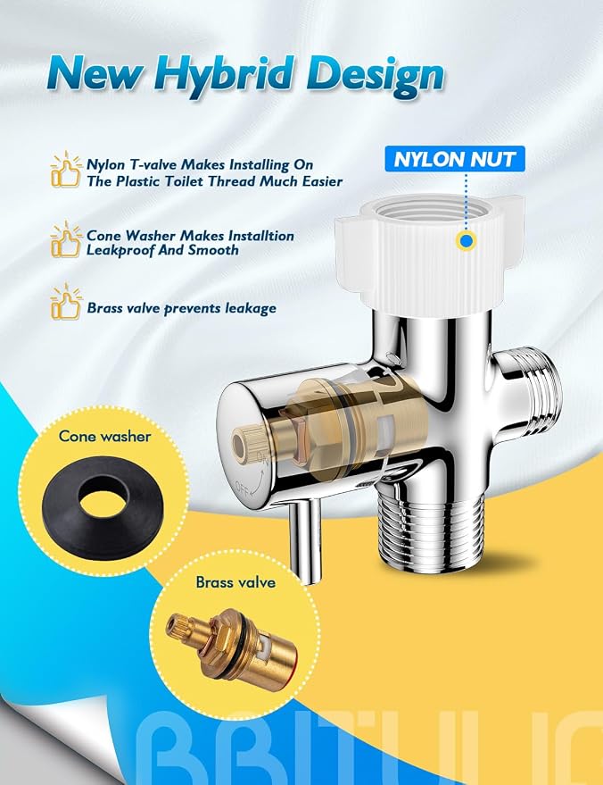 BRITULIF Bidet Sprayer for Toilet, Adjustable Pressure, Polished Chrome | Leak-Free Hose, Tank or Wall Mount, Feminine Wash, Cloth Diaper Rinse, Stainless Steel Body, Nozzle, Soft Silicone Nozzle