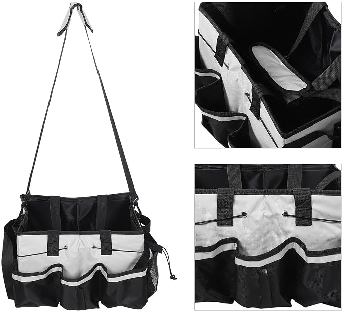 Portable Household Cleaning Tote Bag with Handle and Shoulder Strap, Oxford Cloth Material, Detachable Divider Organizer, Large Capacity and Water Resistant for Hotels and Homes