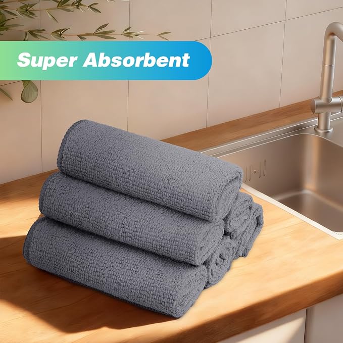 HOMEXCEL Microfiber Cleaning Cloth, 24 Pack Cleaning Rags for House 12"X11" | High Absorbent, Lint Free Microfiber Towels for Cars Kitchen House & Window, Reusable Cleaning Towel, Grey