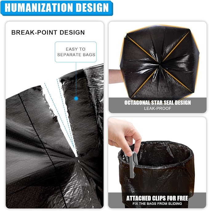 FORID Black Small Trash Bags, 8 Gallon Garbage Bags, Wastebasket Bin Liners 110 Count Plastic Trash Bags for Bathroom Bedroom Office Garbage Can 15 Liters - Durable & Thick Trash Bag