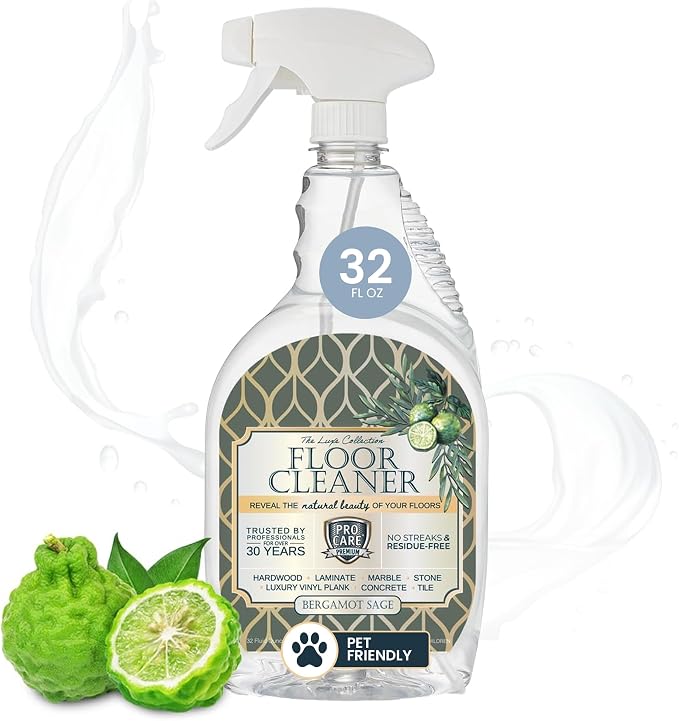 ProCare Bergamot Sage Floor Cleaner (Made in USA) | Vinyl, Wood, Tile, Stone & Laminate Floor Cleaner For Mopping, Household Supplies, Cleaning Solution For Kitchen & Bathroom-32oz/0.95L Spray Bottle