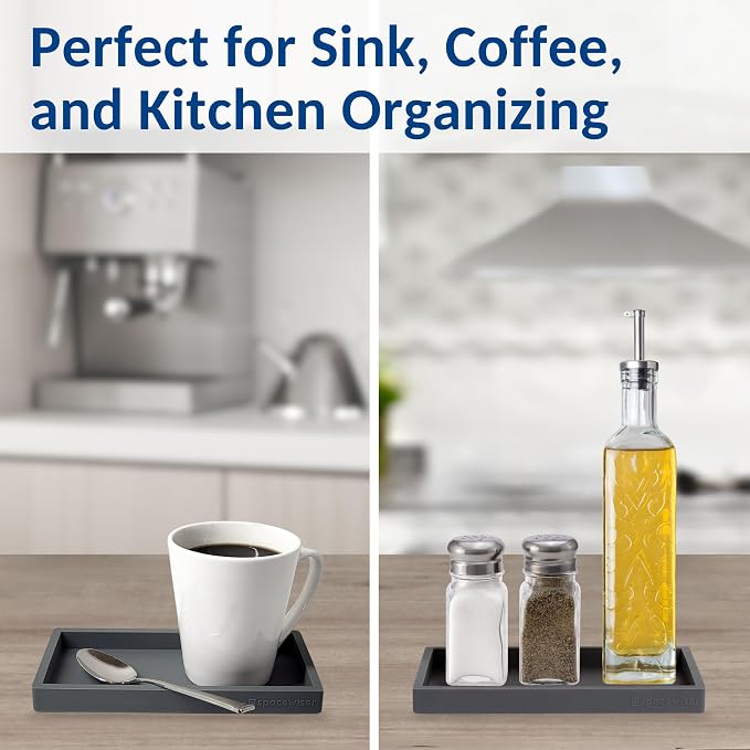 Spacewiser Countertop & Vanity Silicone Tray - Small 7.7" Kitchen Soap Tray | Kitchen Sink Soap Tray, Dish Soap Tray for Kitchen Counter, Bathroom Tray, Silicone Soap Dispenser Tray & Sponge Holder