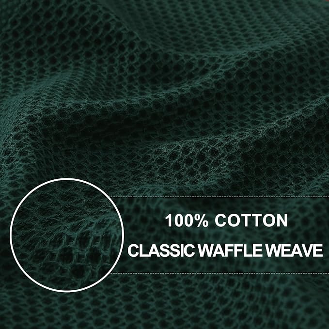 Homaxy 100% Cotton Waffle Weave Kitchen Dish Towels 18-Pack, Blackish Green | 13 x 28 Inches, Ultra Soft Absorbent Dish Towels, Quick Drying Cleaning Towels