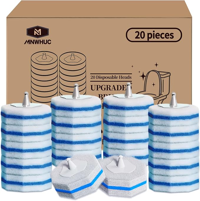 Toilet Bowl Cleaner Wand Refills Compatible with CLOROX, 20 Count Disposable Toilet Brush Refills, Replacement Heads for Toilet Cleaning System, Blue