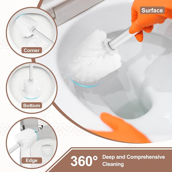 uxcell 2 Pcs Toilet Brush Set Replacement Head, 13.8 Inch Toilet Brush Refills with Handle, Bathroom Cleaning Tool Restroom Accessories for Bathtubs Bathroom Home Apartments Office, White
