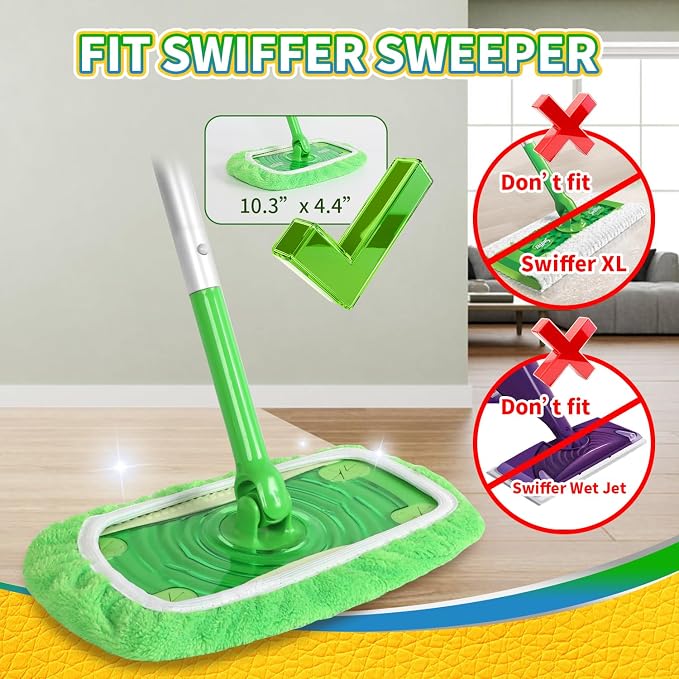 AmaVins Reusable Microfiber Mop Pads Compatible with Swiffer Sweeper Mop, Wet and Dry Flat Swiffer mop Cover, 5 Pack Washable Swiffer Pads for Surface/Hardwood Floor Cleaning (Mop is Not Included)