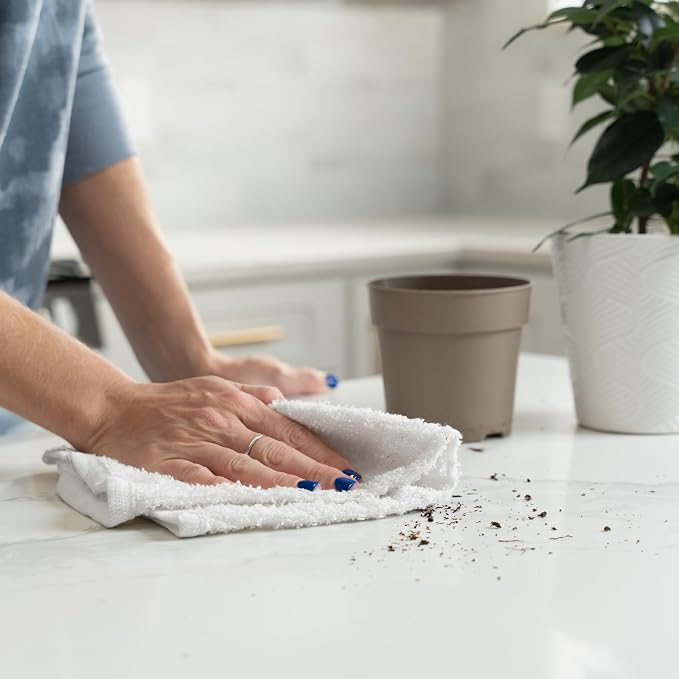 S&T INC. Cotton Terry Cleaning Towels, 48 Pack, 14" x 17", White | Bulk Cleaning Cloth for Home, Garage, and Car, Reusable and Multi-Purpose Cleaning Rags, Machine Washable
