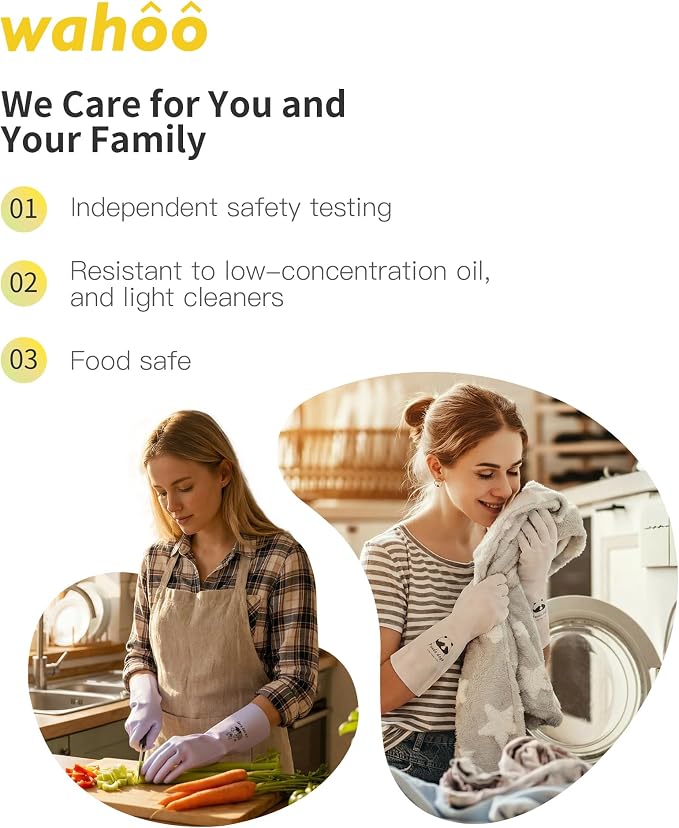 LANON wahoo 3 Pairs Nitrile Cleaning Gloves, 12 Mil Dishwashing Glove,Small | Dishwashing, Latex Free, Skin-Friendly, Dishes Washing, Reusable,DEHP-Free,Non-Slip,Household Colorful Kitchen Nitrile Gloves