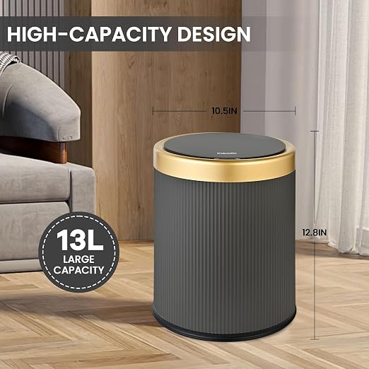 Pukomc Automatic Motion Sensor Trash Can with Lid | 3.5 Gallon Touchless Trash Bin, White Plastic Wastebasket,Smart Garbage Can for Bedroom, Office, Dorm