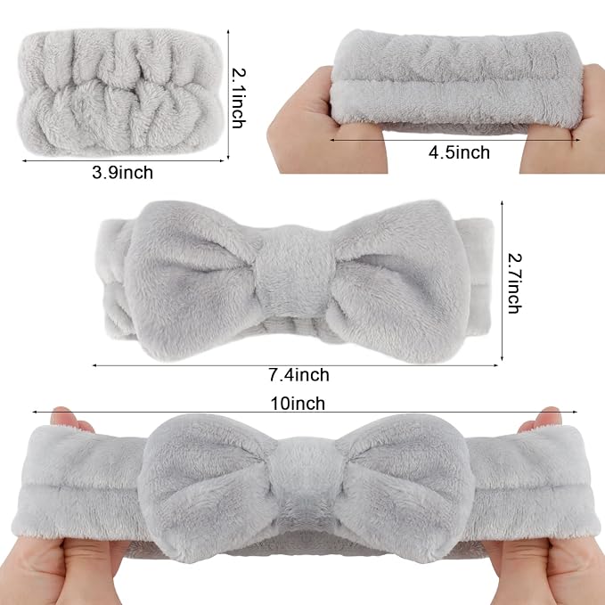 WHAVEL 6PCS Spa Headband and Wristbands Set, Face Wash Headband Wrist Bands for Washing Face Makeup Skincare Hair Band Skin Care Accessories Tools