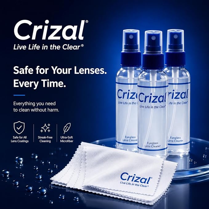 Crizal® Microfiber Eyeglass Cleaning Cloth – Finest Microfiber Cloth Available | Designed & Tested by CRIZAL® | Developed, Trusted and Safe for Advanced AR Lens Coatings | 4 Pack |
