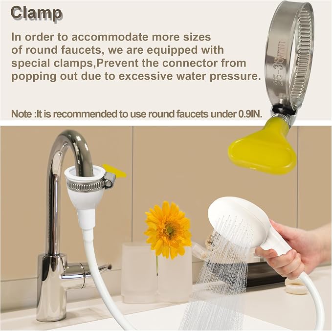 Portable Shampoo Sink Spray Hose, Faucet Attachment with Nozzle for Hair Washing, Baby & Pet Bathing, Vegetable Rinsing, White (White, 5M/16.4FT)