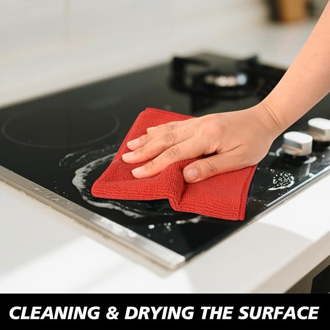 Microfiber Rag Cleaning Cloth Kitchen Dish Cloths 12x12inch 12 Pack | Absorbent, Quick Dry, Streak Free, Dish Rags, Glass Cloths